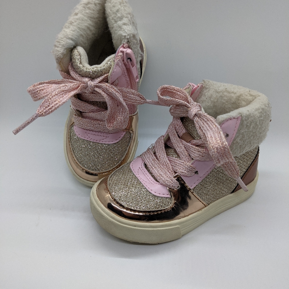 Pink bling & matalic toddler sneakers.